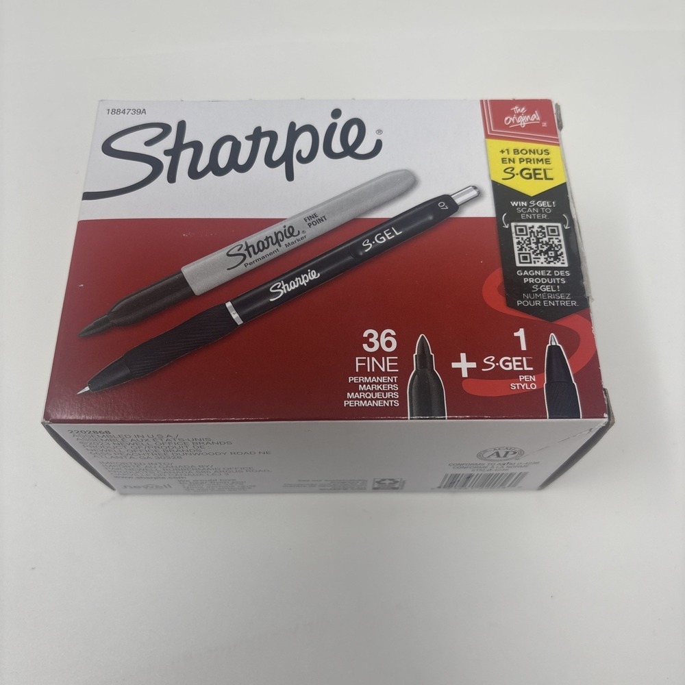Chisel Tip Black Permanent Marking Pens Pack of 36 Quick Drying Ink